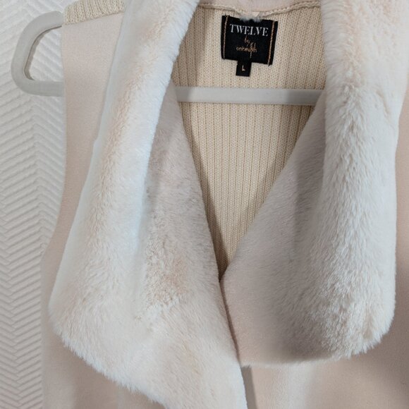 Twelve by Ontwelfth Faux Fur Sweater Waterfall Vest Soft Cozy Layering Large - Picture 7 of 14